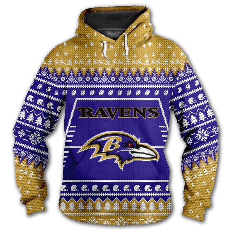 Baltimore Ravens 3d Hoodie Christmas Edition