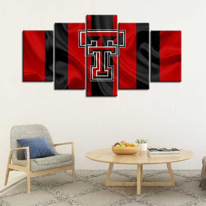 Texas Tech Red Raiders Football Fabric Look 5 Pieces Painting Canvas