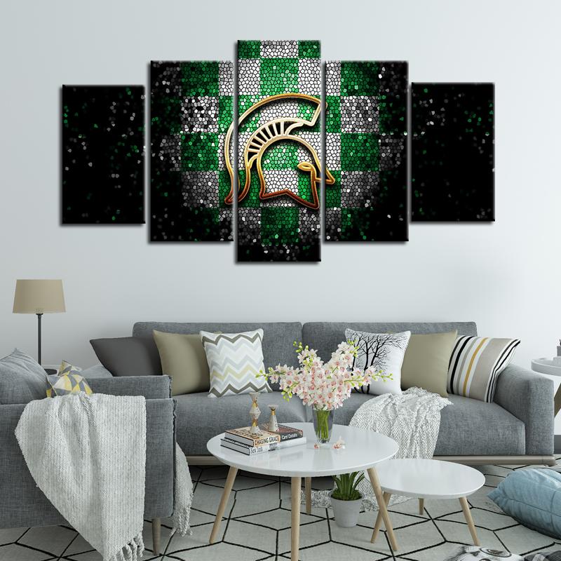 Michigan State Spartans Football Aluminate 5 Pieces Painting Canvas