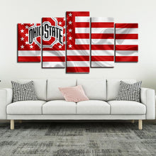 Load image into Gallery viewer, Ohio State Buckeyes American Flag 5 Pieces Painting Canvas
