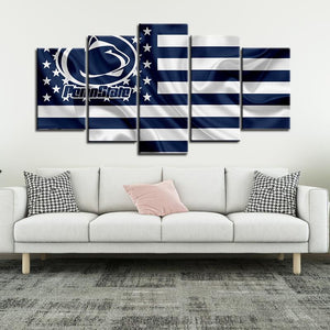 Penn State Nittany Lions Football American Flag 5 Pieces Painting Canvas