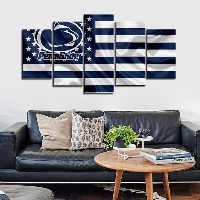 Penn State Nittany Lions Football American Flag 5 Pieces Painting Canvas