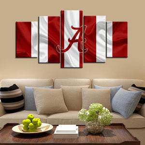 Alabama Crimson Tide Football Fabric Look 5 Pieces Painting Canvas-2