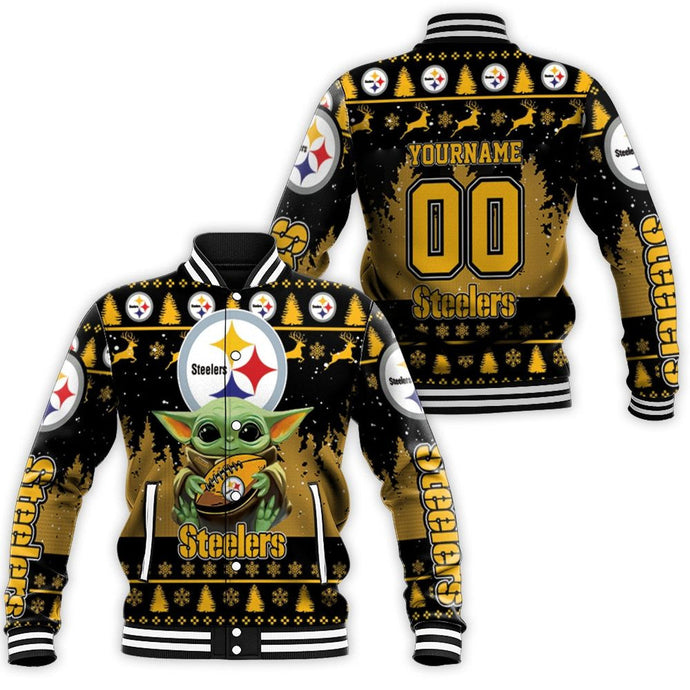 Pittsburgh Steelers Yoda Christmas Letterman Jacket