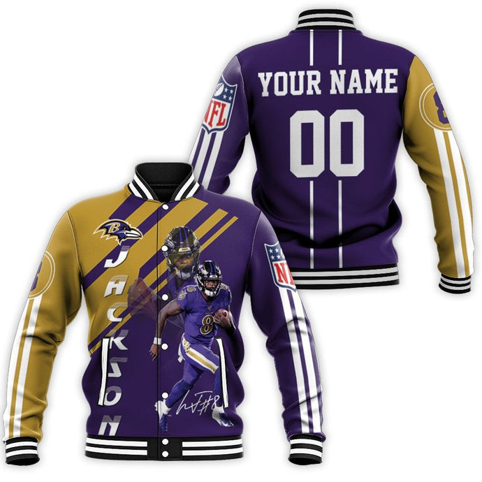 Baltimore Ravens Lamar Jackson 3D Letterman Jacket