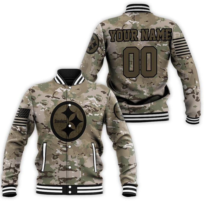 Pittsburgh Steelers Camouflage Letterman Jacket