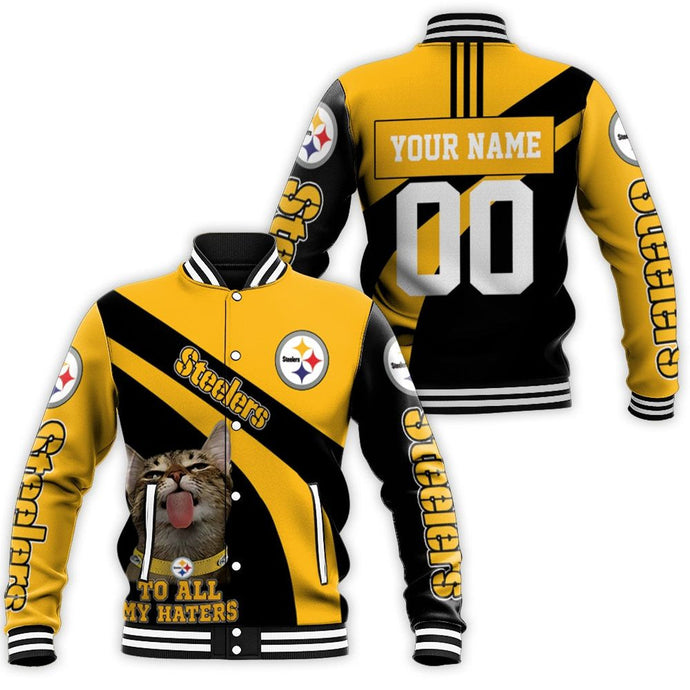 Pittsburgh Steelers Funny Cat Letterman Jacket