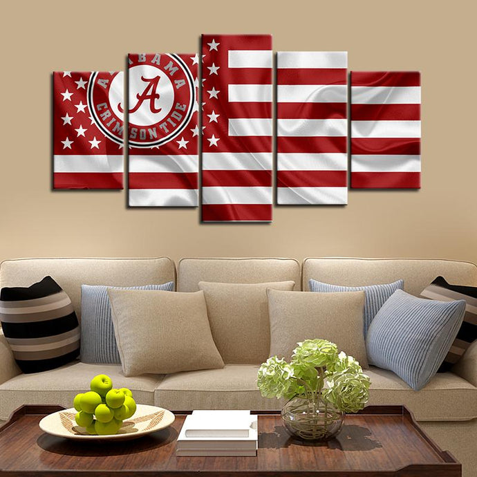 Alabama Crimson Tide Football American Flag Canvas