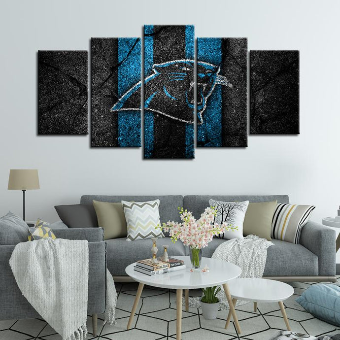Carolina Panthers Rock Style 5 Pieces Wall Painting Canvas