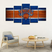 Load image into Gallery viewer, New York Knicks Wooden Look 5 Pieces Wall Painting Canvas