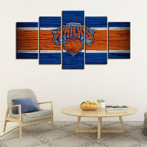 New York Knicks Wooden Look 5 Pieces Wall Painting Canvas