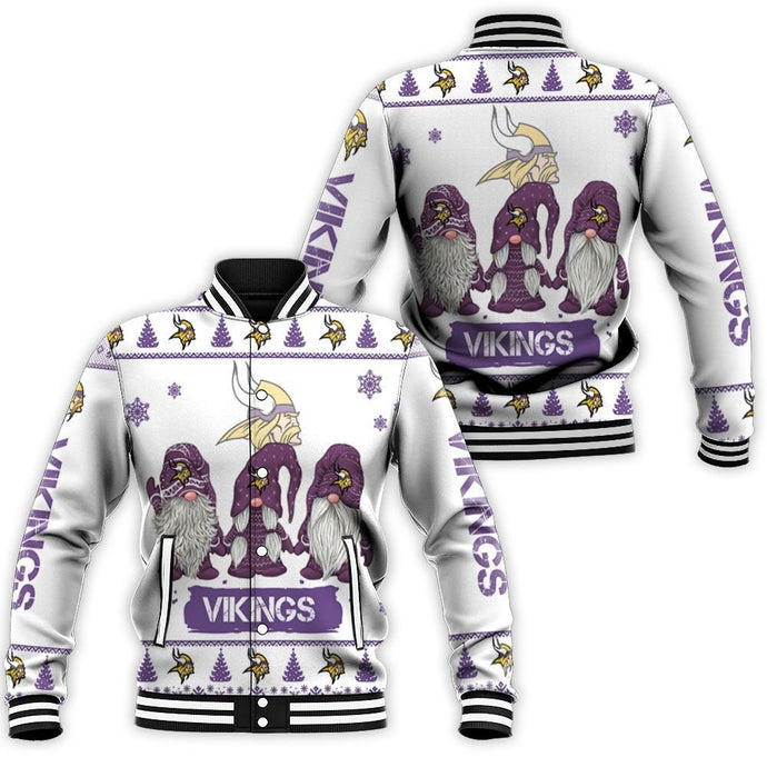 Minnesota Vikings Christmas Gnome Letterman Jacket