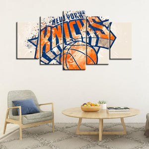 New York Knicks Paint Splash 5 Pieces Wall Painting Canvas