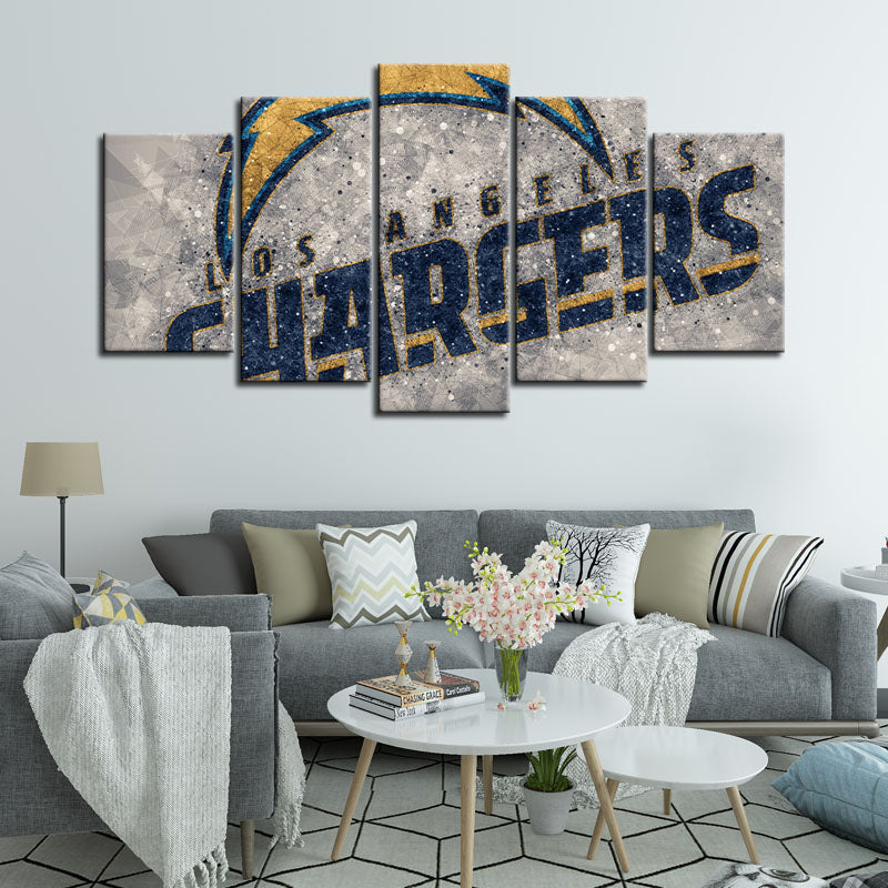Los Angeles Chargers Geometric Art Wall Canvas