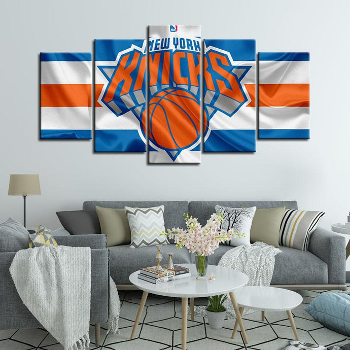 New York Knicks Fabric Look 5 Pieces Wall Painting Canvas