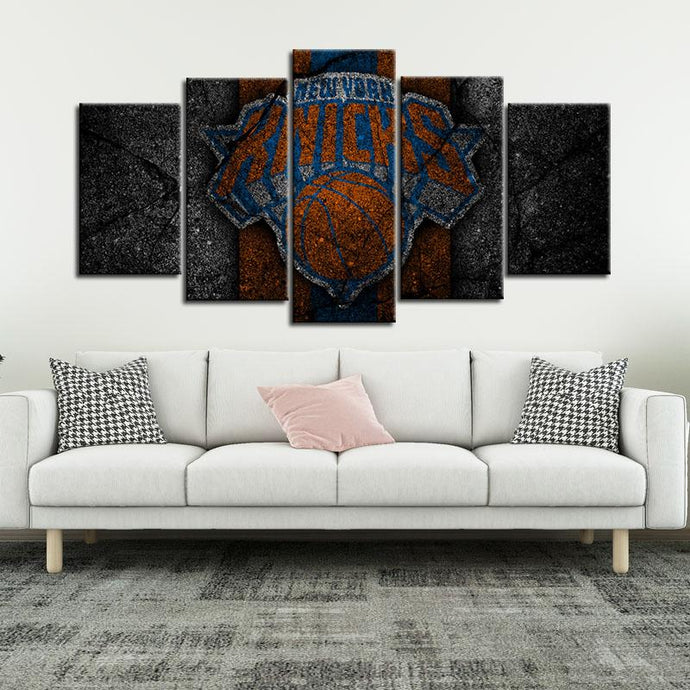 New York Knicks Fabric Rock Style 5 Pieces Wall Painting Canvas