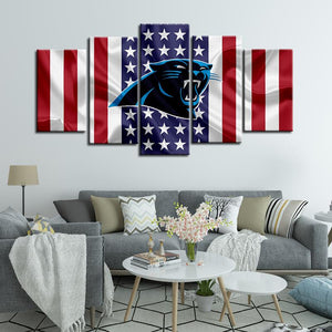 Carolina Panthers American Flag Wall Canvas