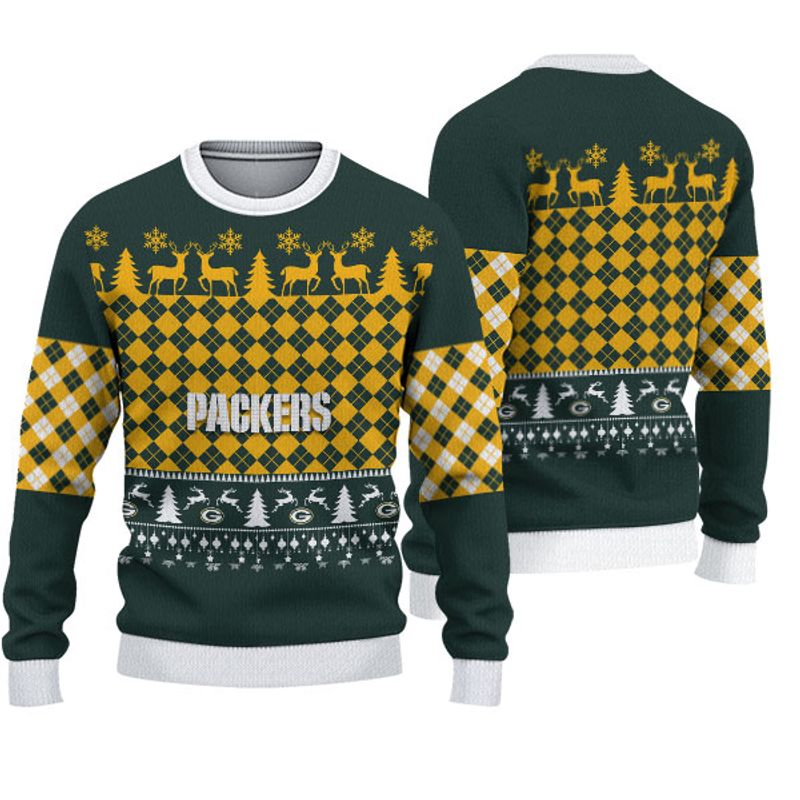 Green Bay Packers Check Christmas Sweatshirt