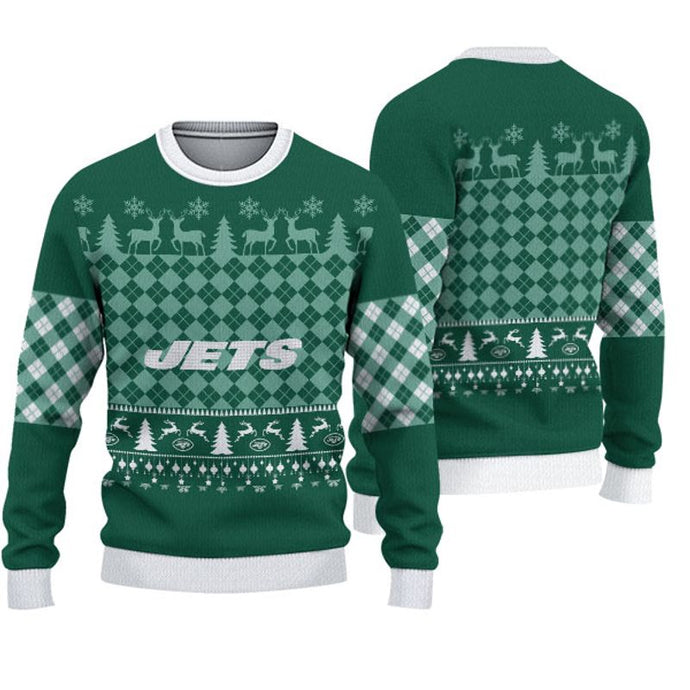 New York Jets Check Christmas Sweatshirt