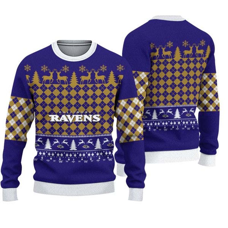 Baltimore Ravens Check Christmas Sweatshirt