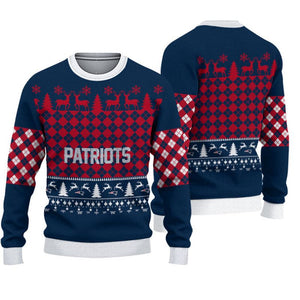 New England Patriots Check Christmas Sweatshirt