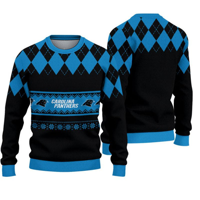 Carolina Panthers Diamond Pattern Christmas Sweatshirt