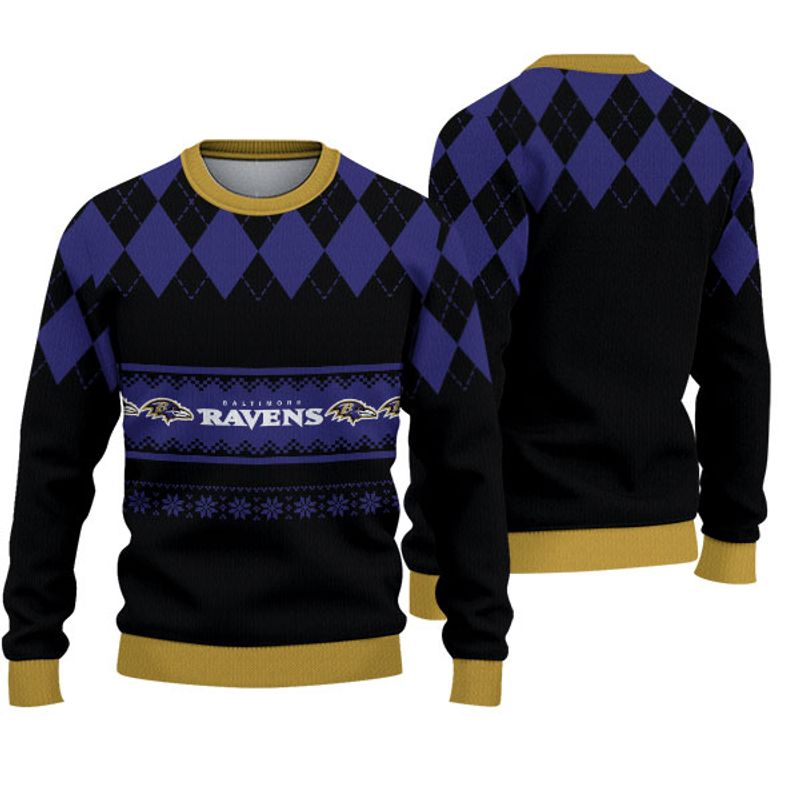 Baltimore Ravens Diamond Pattern Christmas Sweatshirt