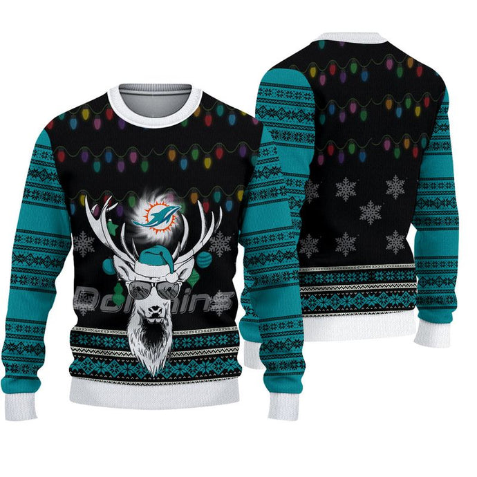 Miami Dolphins Deer Funny Christmas Sweatshirt