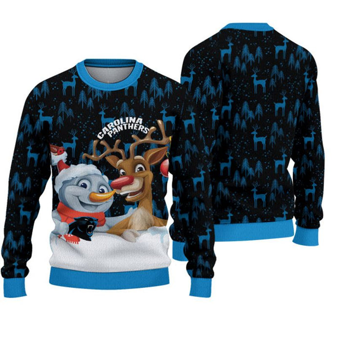Carolina Panthers Snowman Reindeer Christmas Sweatshirt