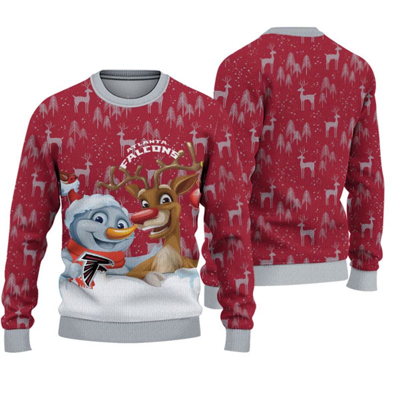 Atlanta Falcons Snowman Reindeer Christmas Sweatshirt