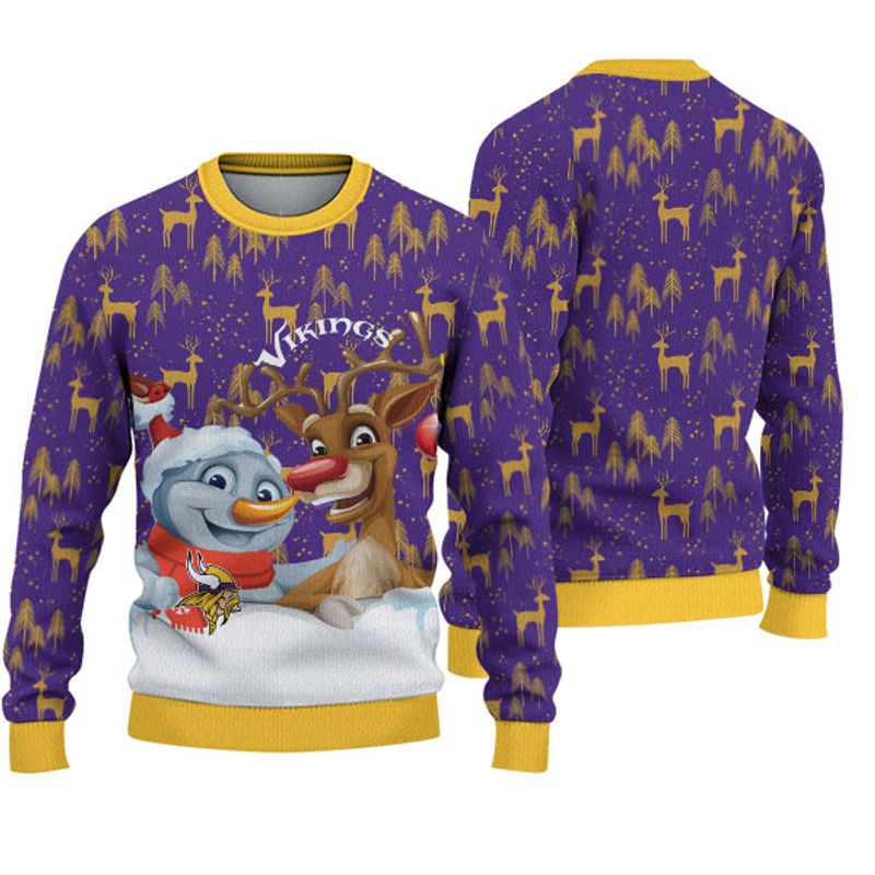 Minnesota Vikings Snowman Reindeer Christmas Sweatshirt