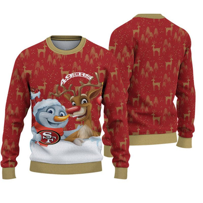 San Francisco 49ers Snowman Reindeer Christmas Sweatshirt