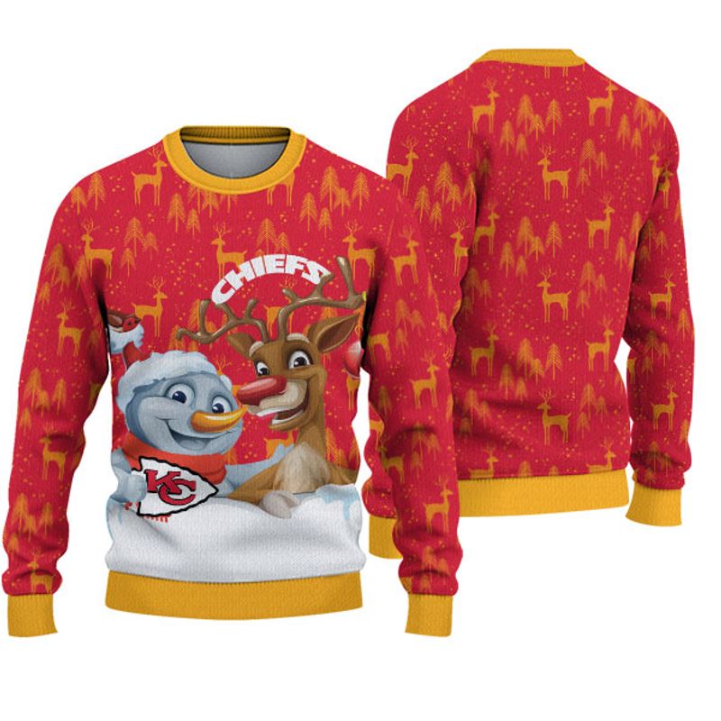 Kansas City Chiefs Snowman Reindeer Christmas Sweatshirt