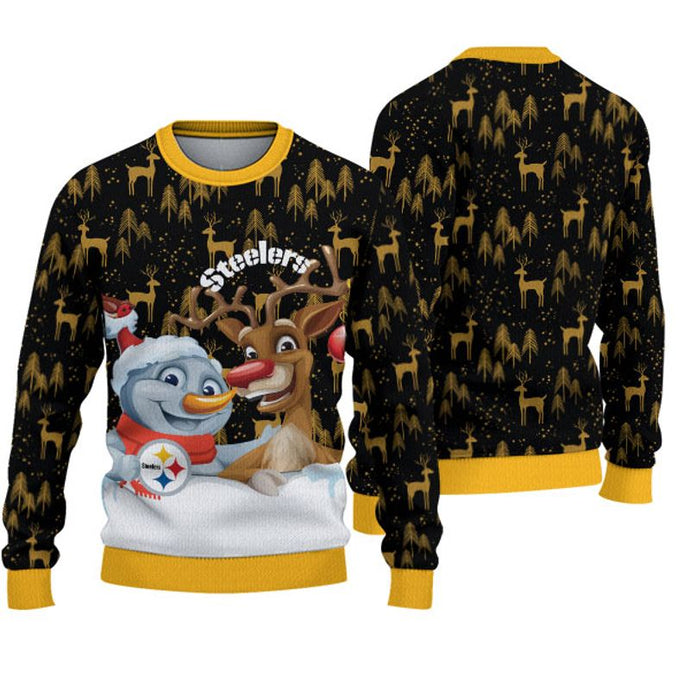 Pittsburgh Steelers Snowman Reindeer Christmas Sweatshirt