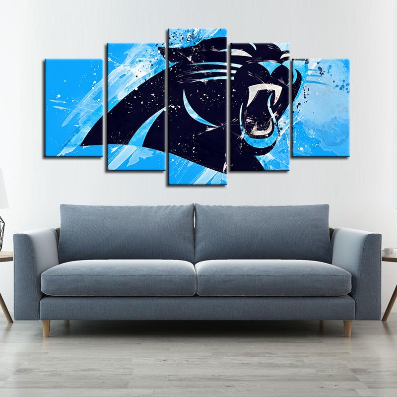 Carolina Panthers Paint Splash 5 Pieces Wall Painting Canvas