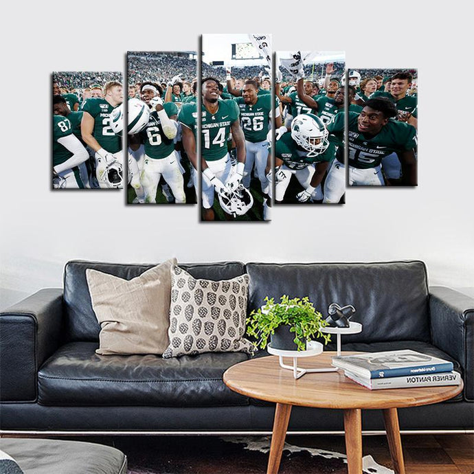 Michigan State Spartans Football Team Up 5 Pieces Painting Canvas
