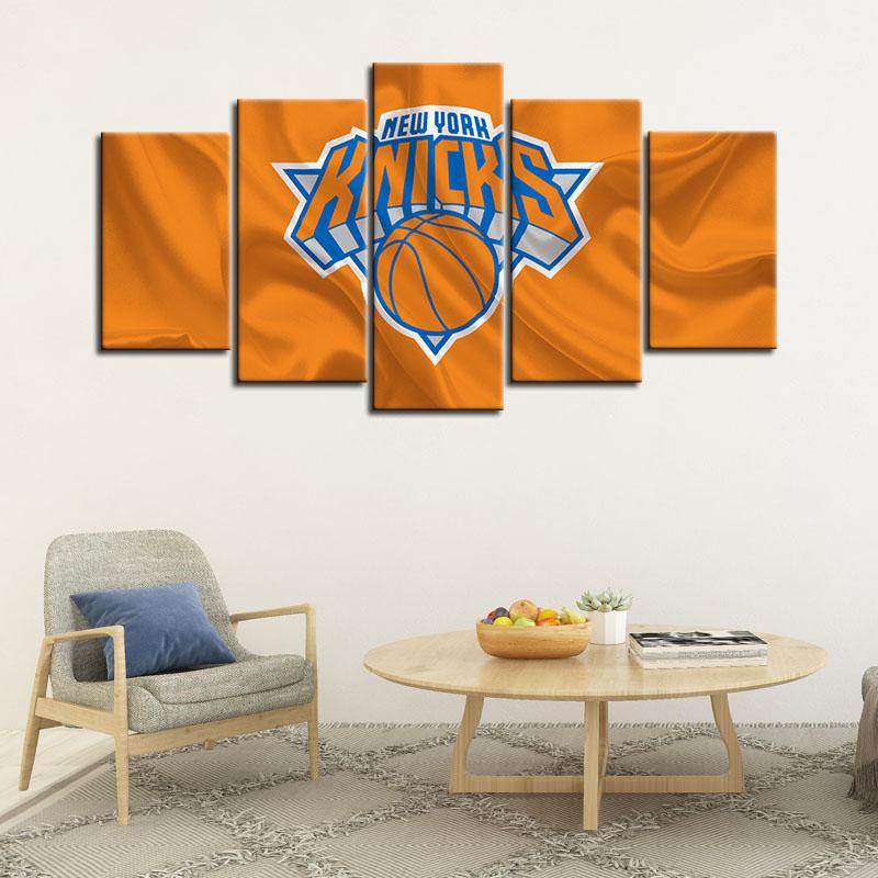 New York Knicks Fabric Look 5 Pieces Wall Painting Canvas