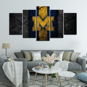 Michigan Wolverines Football Rock Style 5 Pieces Painting Canvas