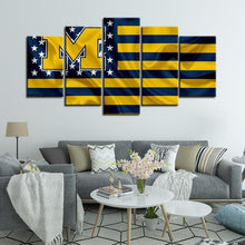 Load image into Gallery viewer, Michigan Wolverines Football American Flag Canvas