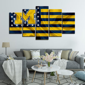 Michigan Wolverines Football American Flag Canvas