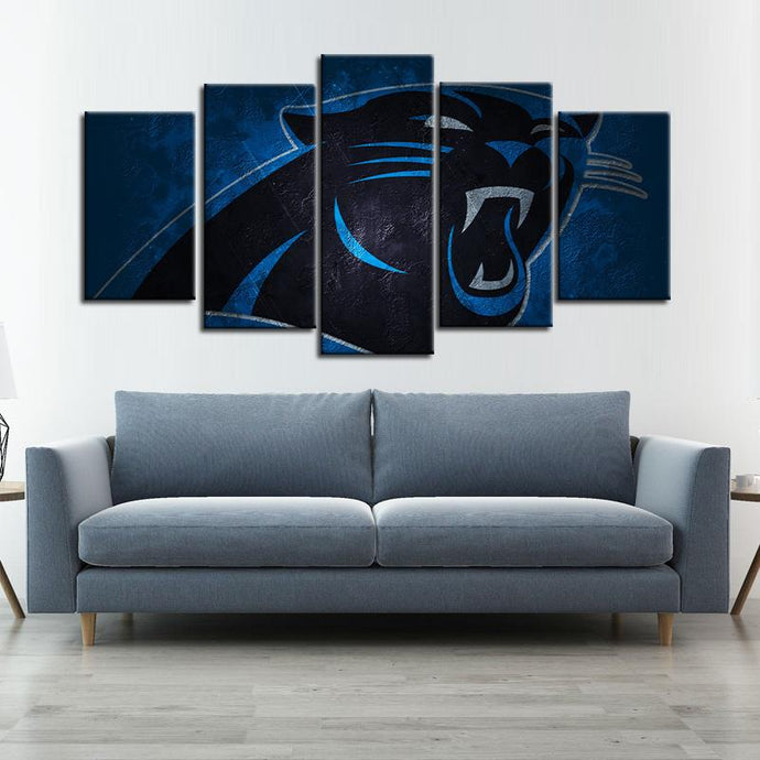 Carolina Panthers Stone Look 5 Pieces Wall Painting Canvas