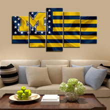 Load image into Gallery viewer, Michigan Wolverines Football American Flag 5 Pieces Painting Canvas
