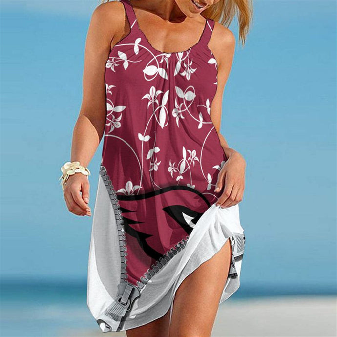 Arizona Cardinals Women Floral 3D Beach Dress