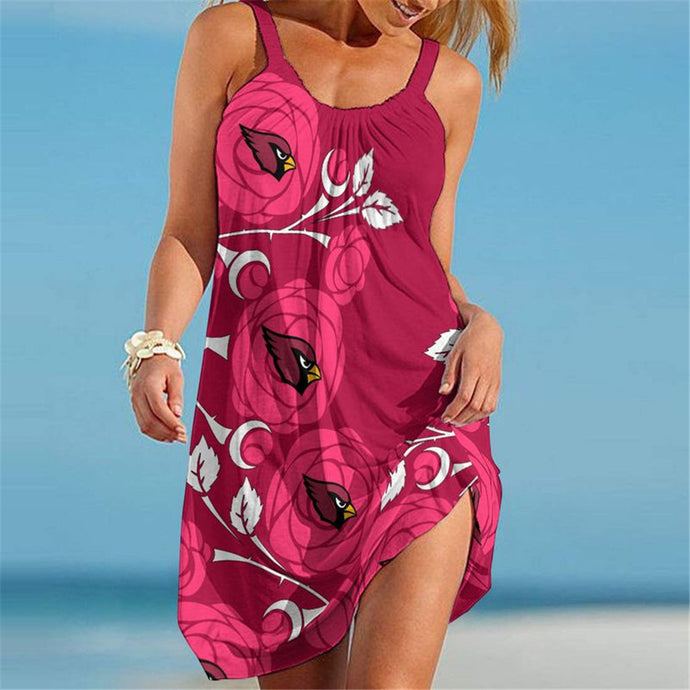 Arizona Cardinals Women Floral Beach Dress