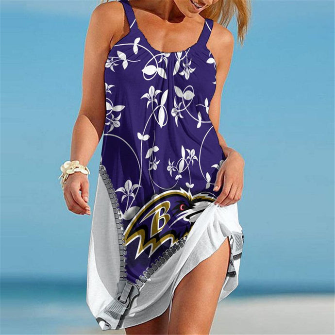 Baltimore Ravens Women Floral 3D Beach Dress