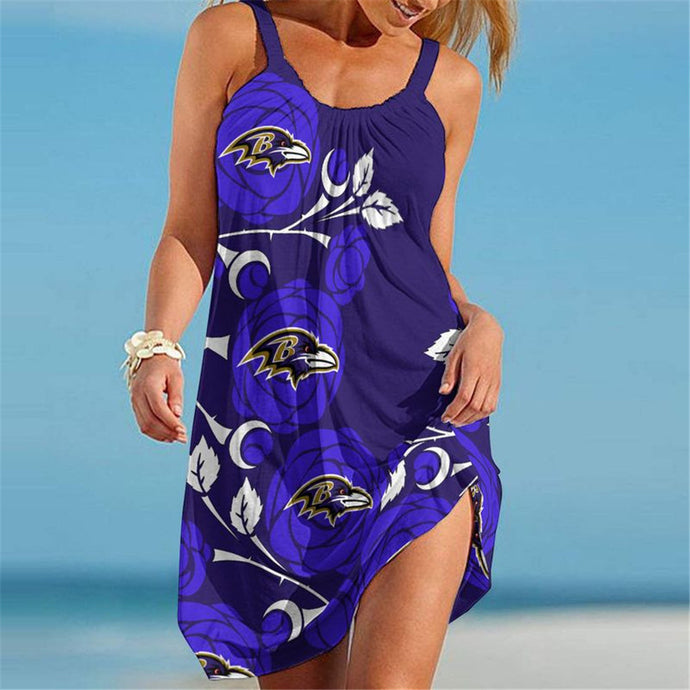 Baltimore Ravens Women Floral Beach Dress