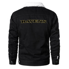 Load image into Gallery viewer, Baltimore Ravens Fur Denim Jacket