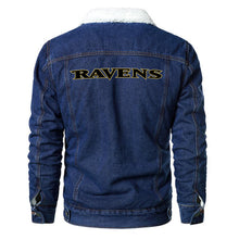 Load image into Gallery viewer, Baltimore Ravens Fur Denim Jacket
