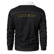 Load image into Gallery viewer, Baltimore Ravens Fur Denim Jacket