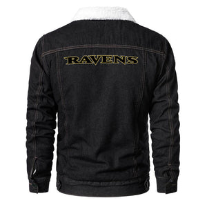 Baltimore Ravens Fur Denim Jacket